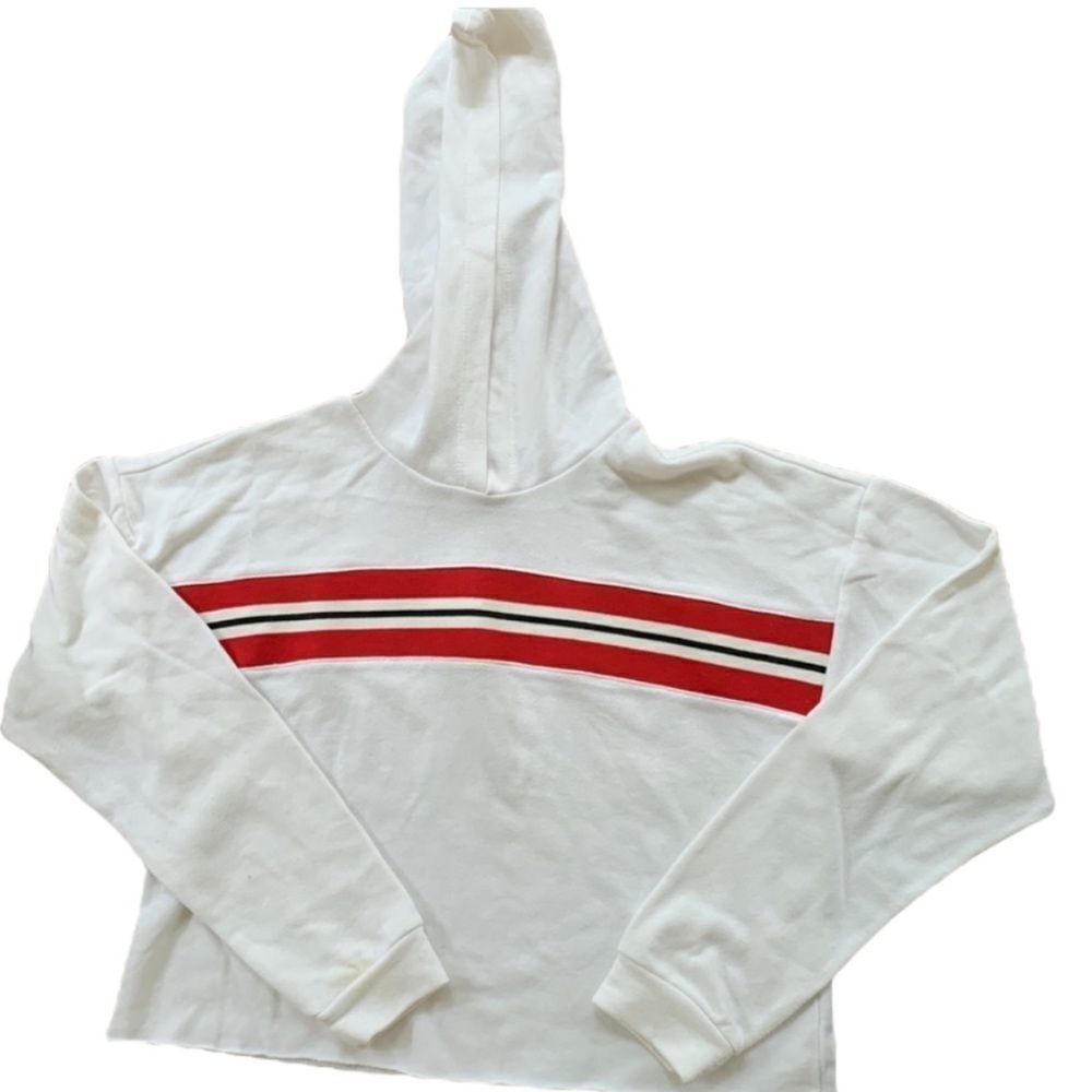 White cropped sweatshirt hoodie